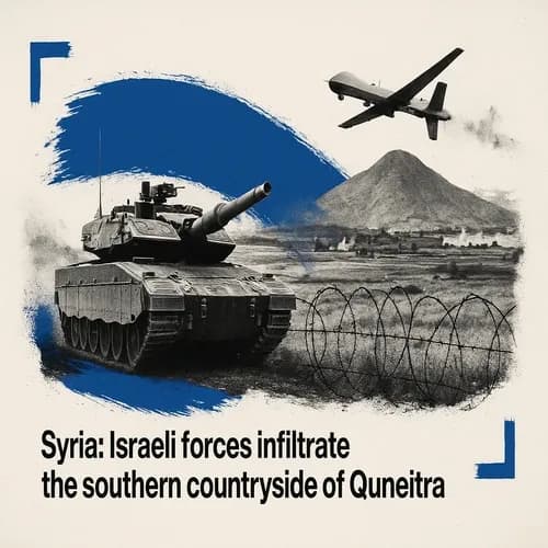 "Syria: Israeli forces infiltrate the southern countryside of Quneitra"