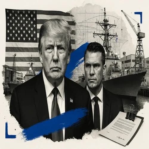 US President Trump and War Secretary Hegseth are to make a shipbuilding annou...