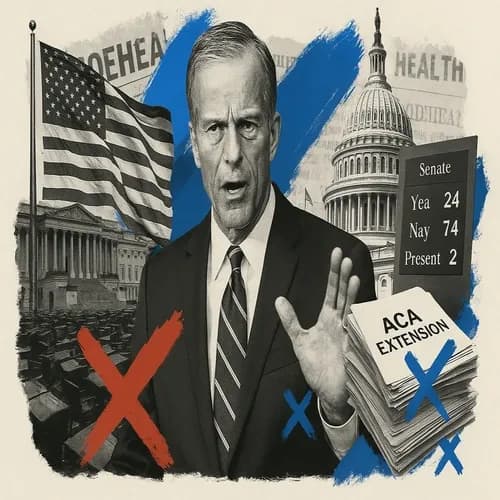 Senate Majority Leader Thune says Democrats three-year ACA extension will not...