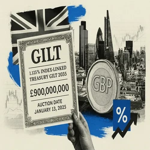 UK DMO says it will sell GBP 900mln 1.125% 2035 I/L Gilt on 13th January via ...