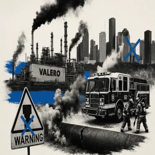Valero's (VLO) Houston refinery (255k BPD) reports a damaged natgas line with...