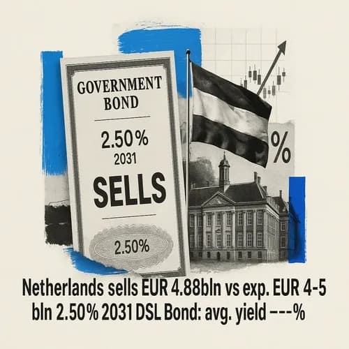 Netherlands sells EUR 4.88bln vs exp. EUR 4-5bln 2.50% 2031 DSL Bond: avg. yi...