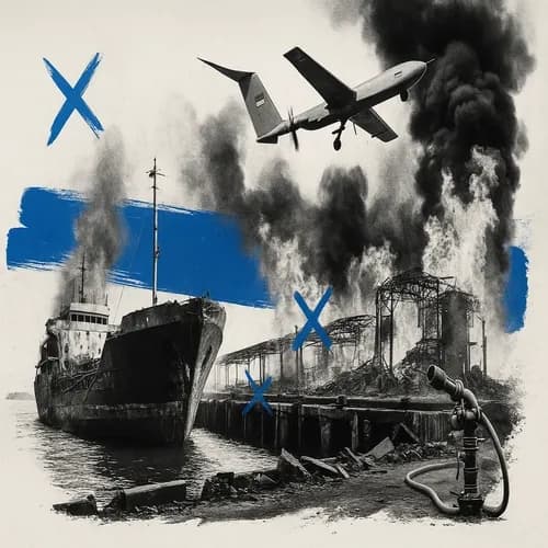 Two vessels and two piers were damaged in Russia’s Krasnodar after a Ukrainia...