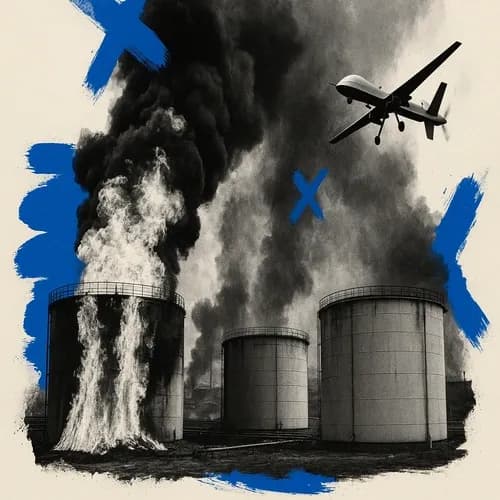 Several oil storage tanks are on fire in Russia's Belgorod region after a Ukr...