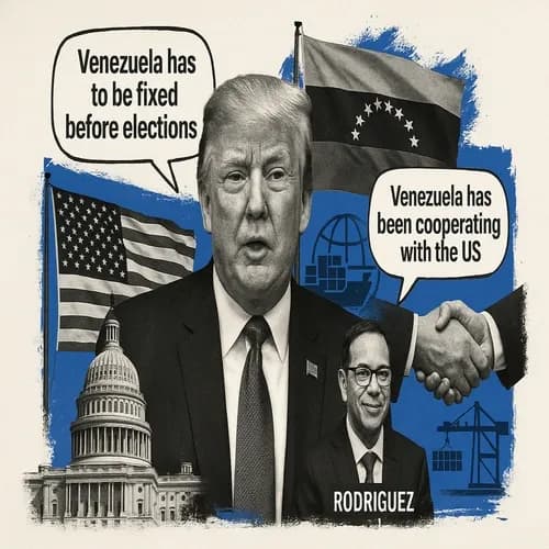 US President Trump says Venezuela has to be fixed before elections and that a...