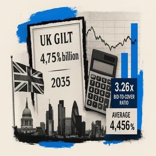 UK sells GBP 4.50bln 4.75% 2035 Gilt 4.75% 2035: b/c 3.26x (prev. 3.05x)
