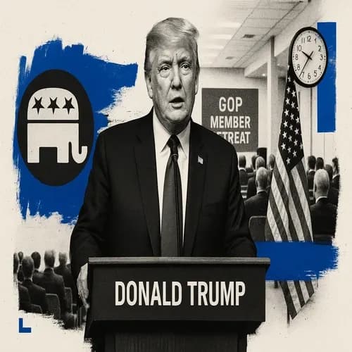 US President Trump is scheduled to deliver remarks at a GOP member retreat at...