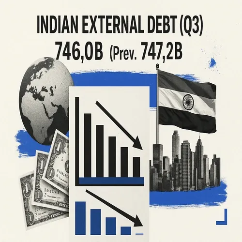Indian External Debt* (Q3) 746.0B (Prev. 747.2B)