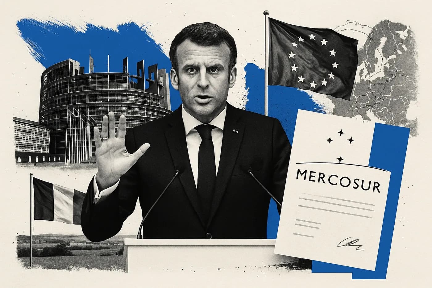 French President Macron said France would strongly oppose any EU move to forc...